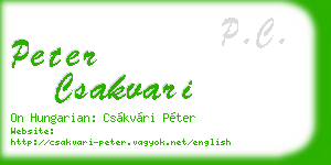 peter csakvari business card