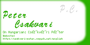 peter csakvari business card